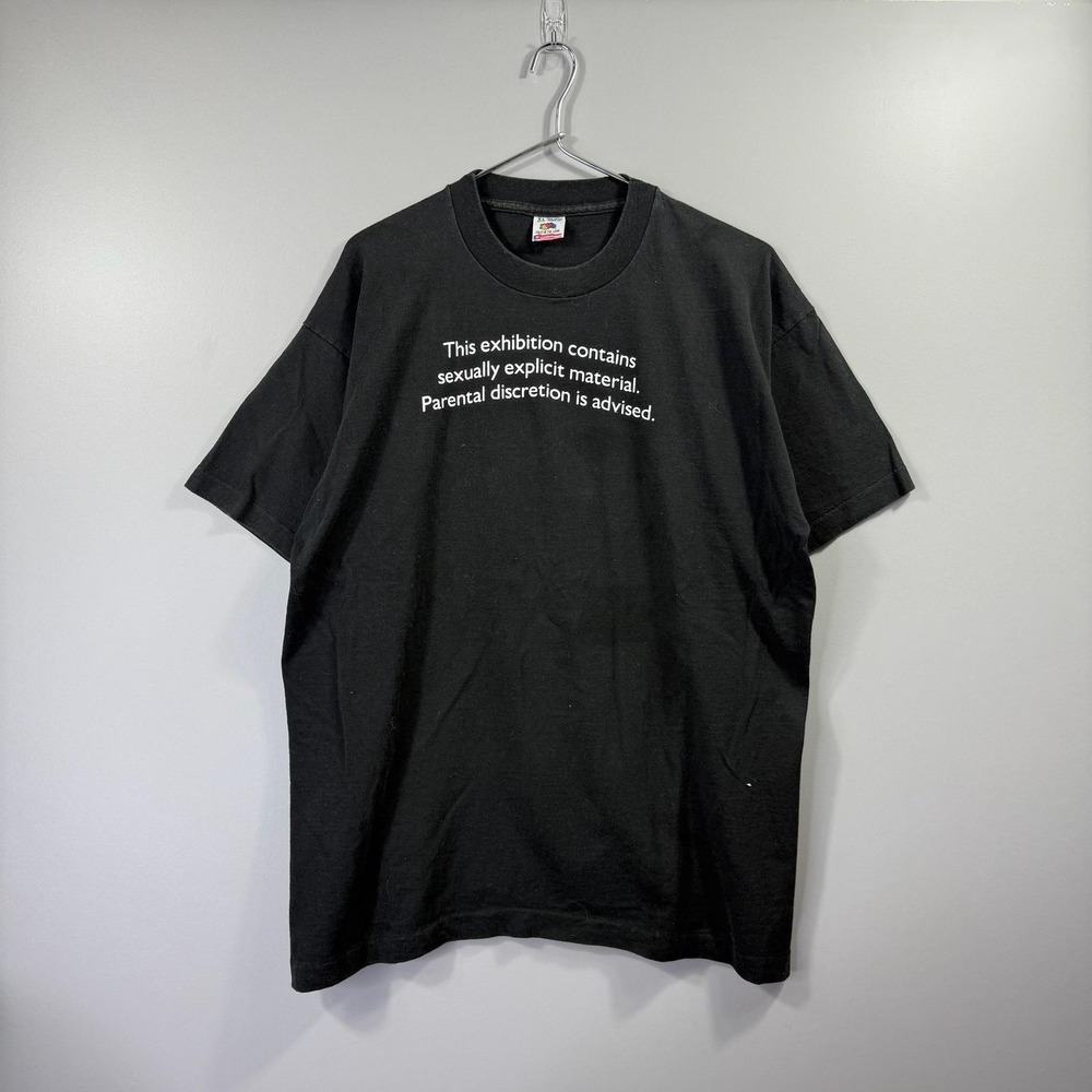 Vintage Fruit Of The Loom Shirt Mens XL Black 1993 Biennial Graphic Art Tee